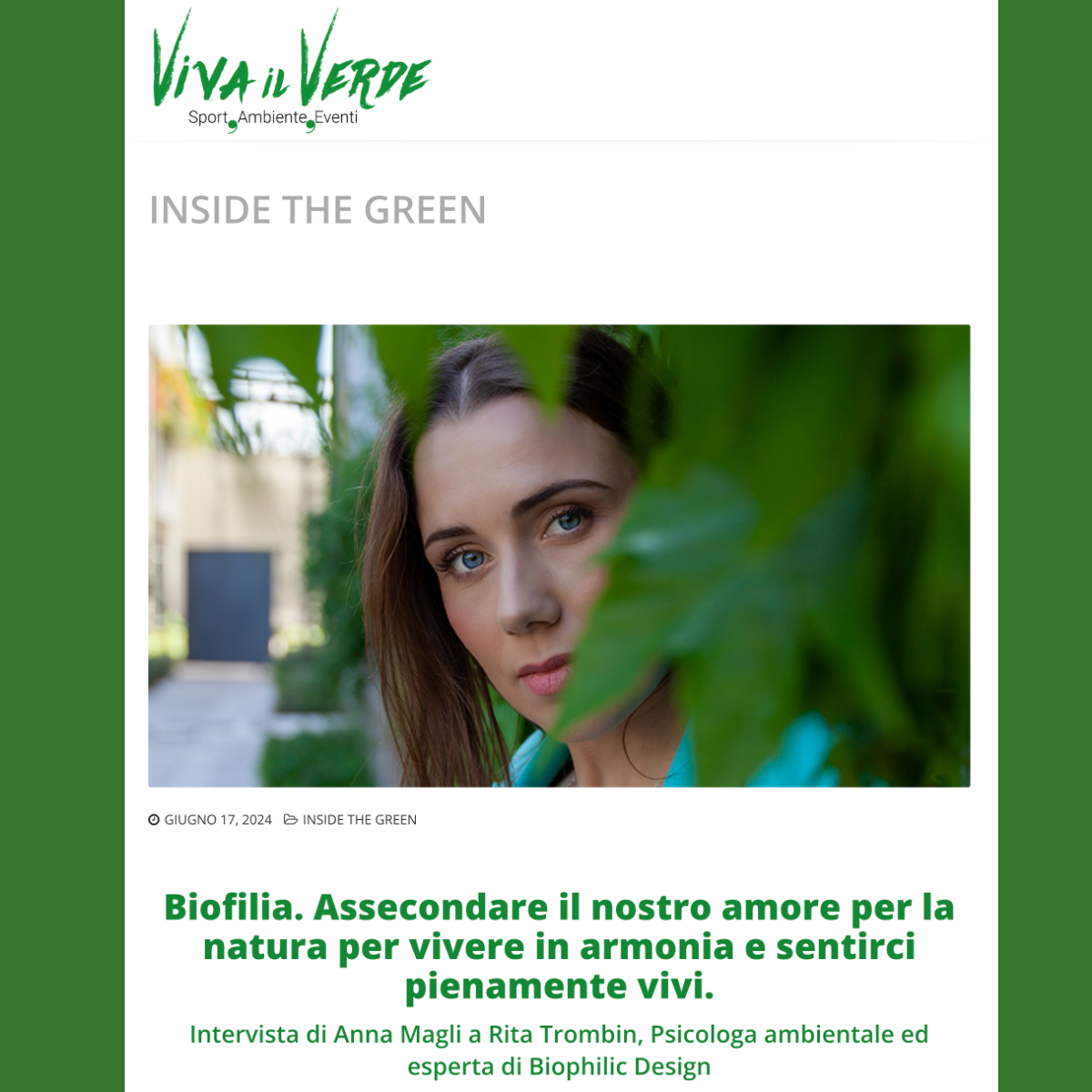 VIVA IL VERDE : S'adonner à notre amour de la nature