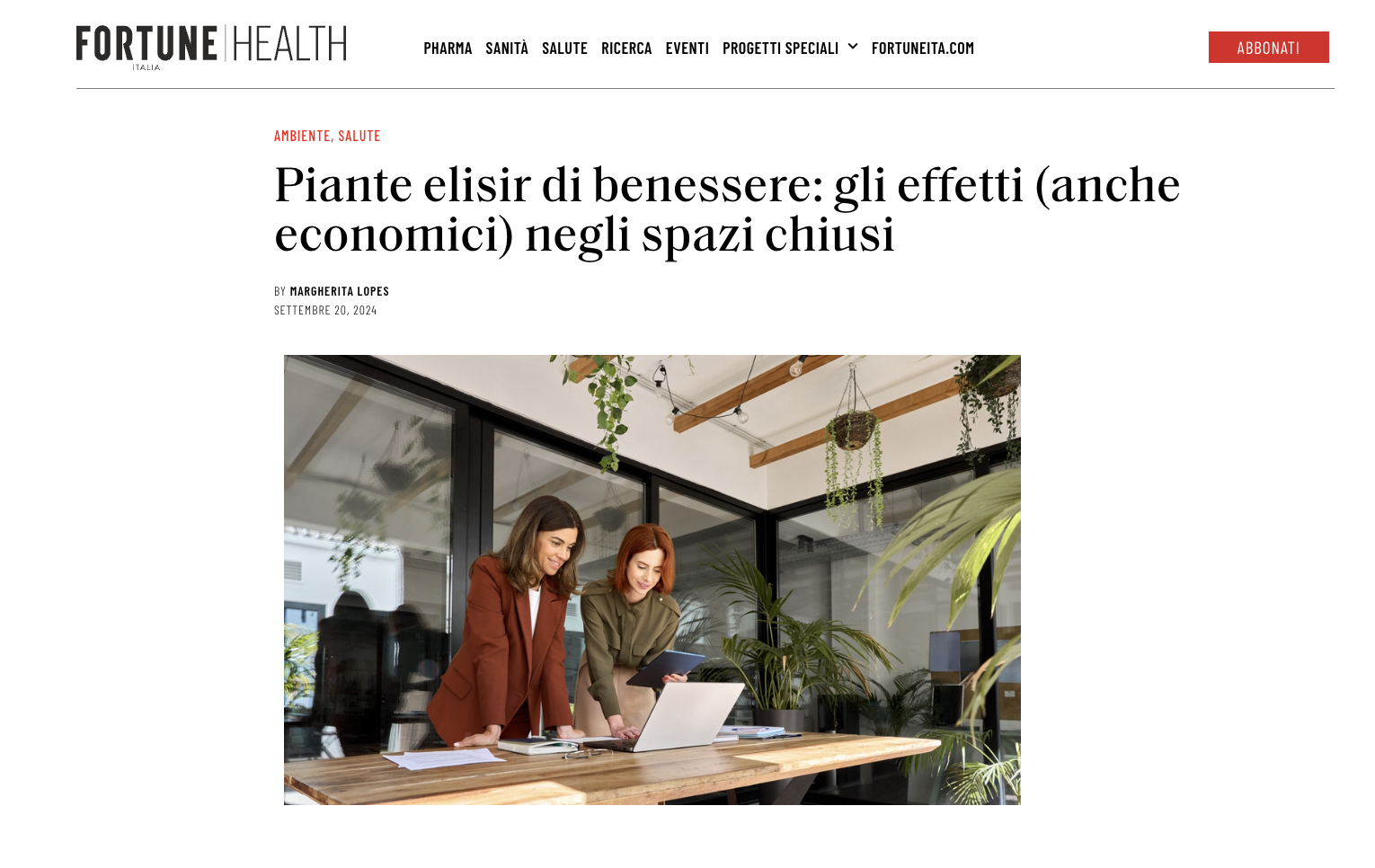 FORTUNE HEALTH: Piante elisir di benessere